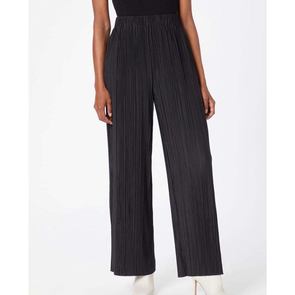 SAMSOE Uma Ripple Pleated Jersey Pull On Wide Leg Flowy Trousers Pants - Small